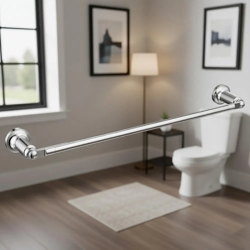 

18 Wall-Mounted Polished Chrome Towel Bar for Bathroom