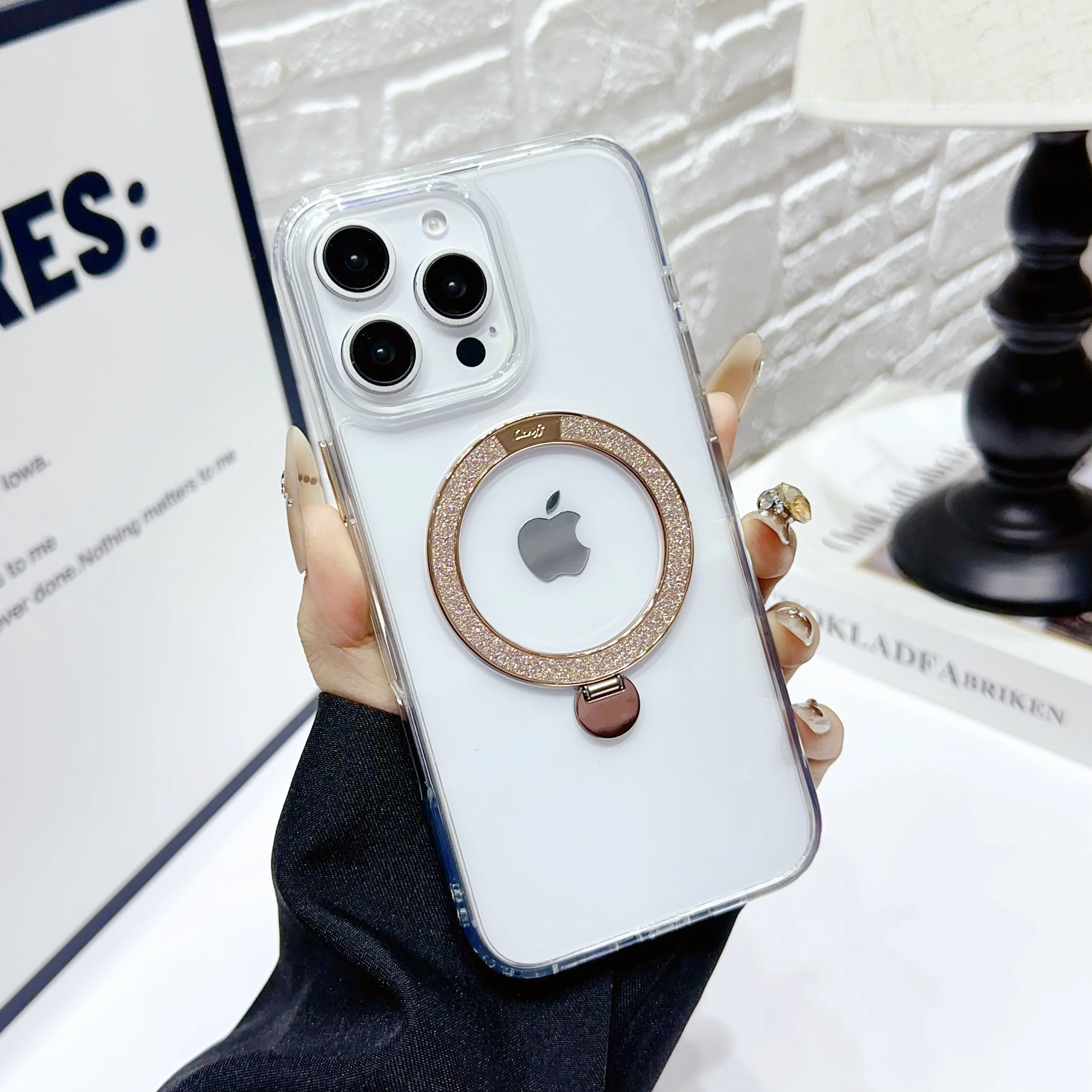 

Magnetic Wireless Charger For MagSafe Transparent Stand Case For iPhone 17 15 16 Pro Max Plus Shockproof Soft Bumper Cover
