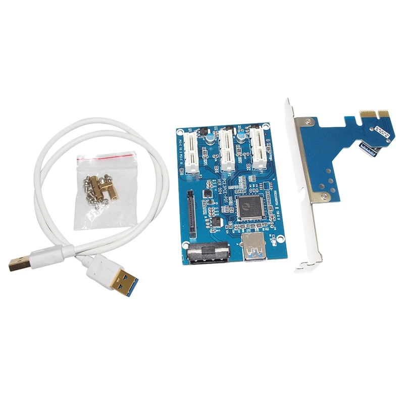 

Pci-E 1X to Pci-E 1X Adapter Card, 1 Drag 3 Graphics Expansion Card for Home, Office and Games