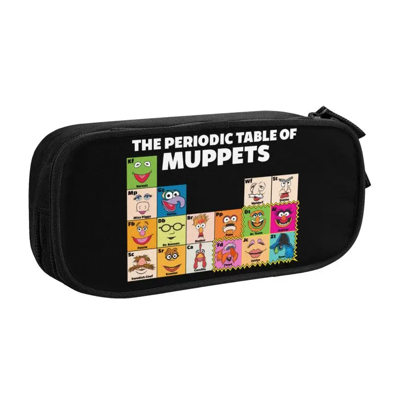 Custom Muppets Periodic Table Pencil Case for Girl Boy Large Storage Anime Cartoon Pen Bag Box Stationery