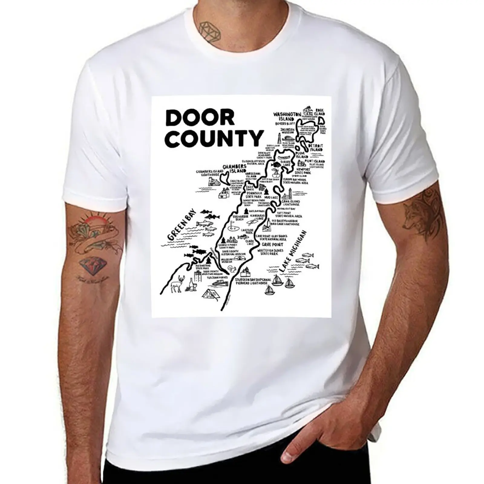 

Door County Map T-Shirt t shirt man designer anime t shirts for man T-Shirt