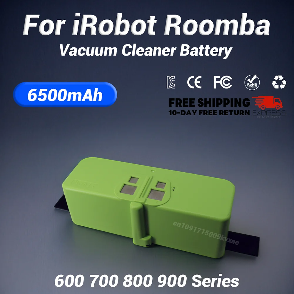 

14.4V/14.8V Lithium Ion Battery For iRobot Roomba Cleaner 6500mAh 900 800 700 600 Series 960 980 981 965 895 695 631 690 680 BMS
