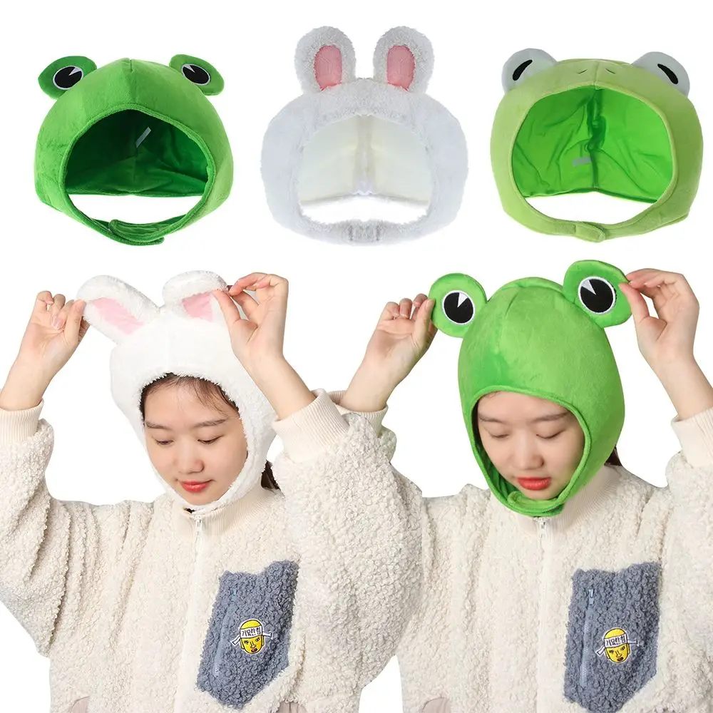 Funny Big Frog Eyes Cartoon Plush Hat Toy Green Headgear Cap Cosplay Costume