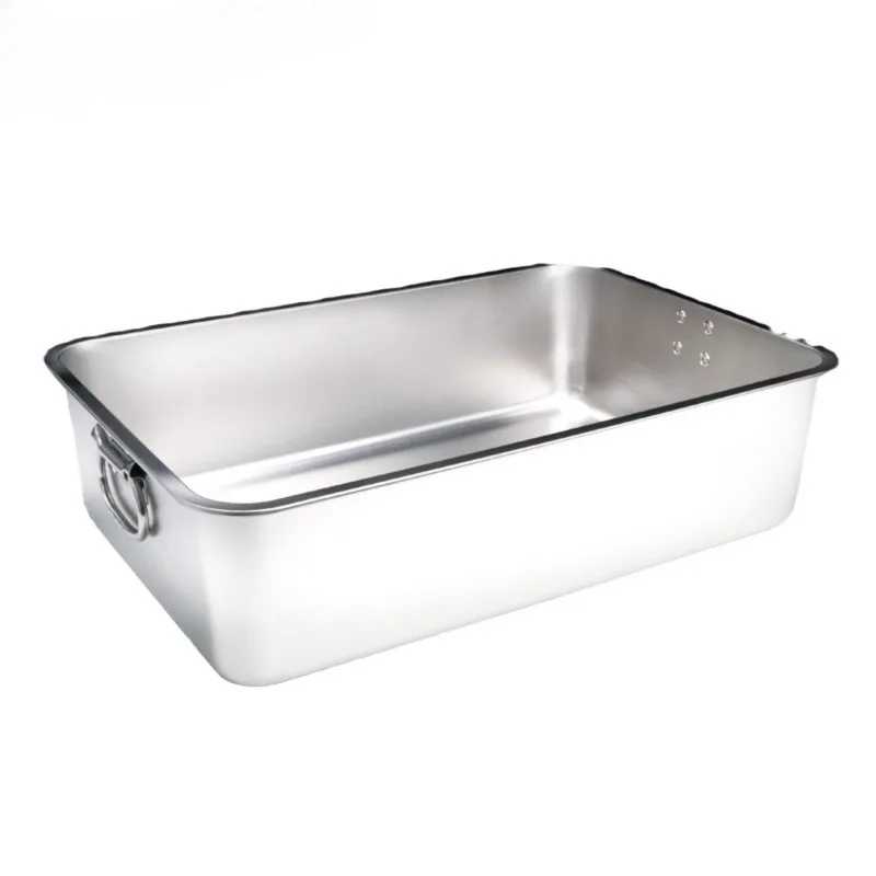 304 Stainless Steel Plate Metal Tray with Handle Square Plate Baking Dish Deep Barbecue Bbq Storage Food Trays Serving Basin