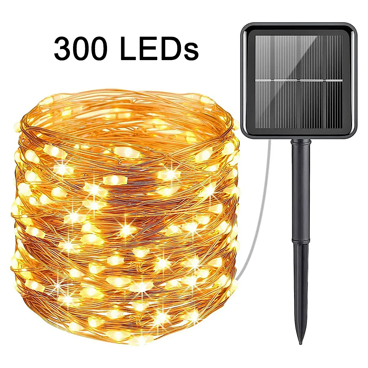 

1 упаковка 300/200 светодиодных солнечных гирлянд на открытом воздухе, водонепроницаемые с 8 режимами, волшебный мерцающий свет для елки, рождественского декора для свадебной вечеринки