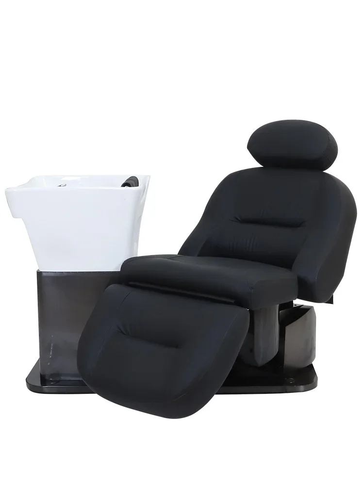 

Premium High end semi reclining ceramic deep basin flushing and rotating electric lifting for barber shops