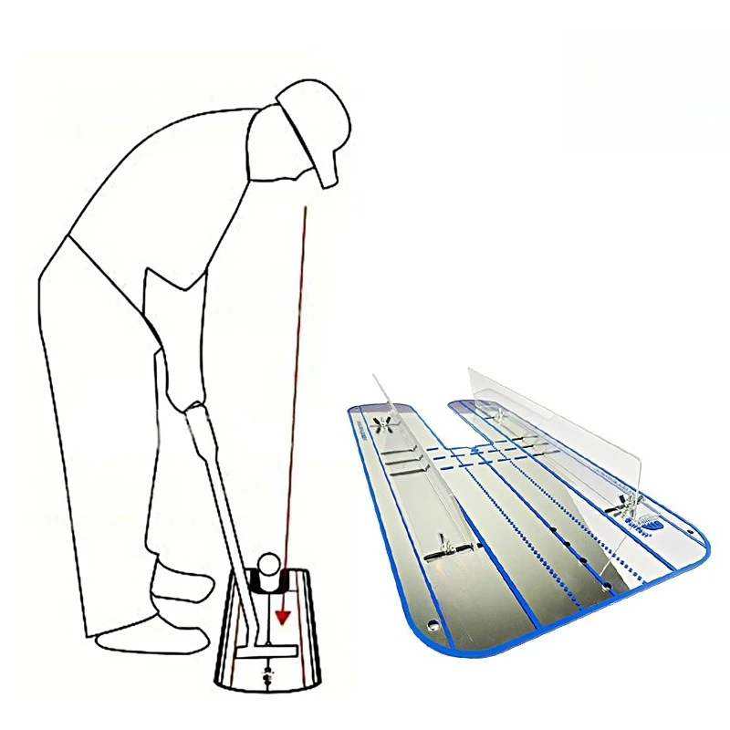 Golf putter practice mirror with guide rail to correct posture and increase the mirror golf putter practitioner