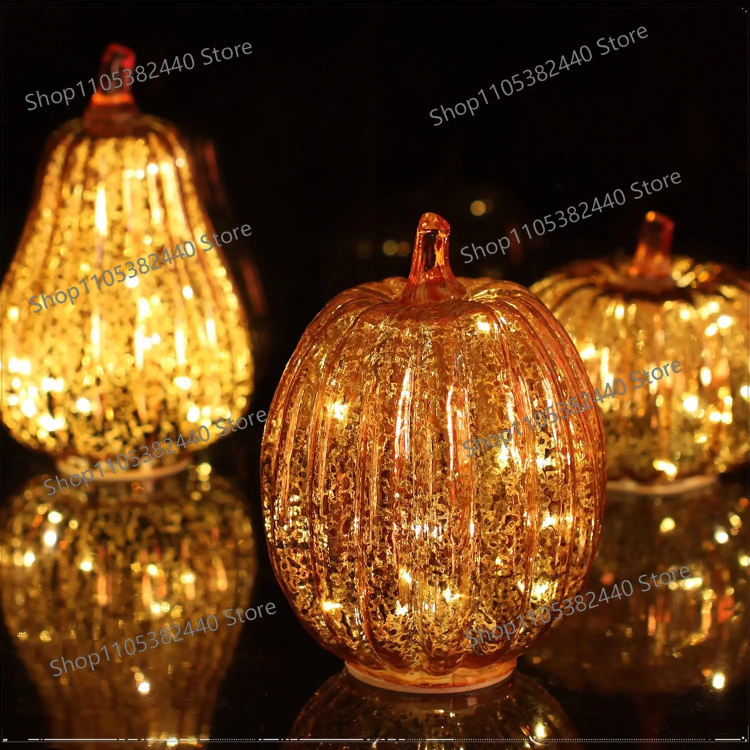 LED Glass Pumpkin Lantern, Halloween Warm Light Tabletop Decor, Battery Operated Holiday Ornament for Home Party