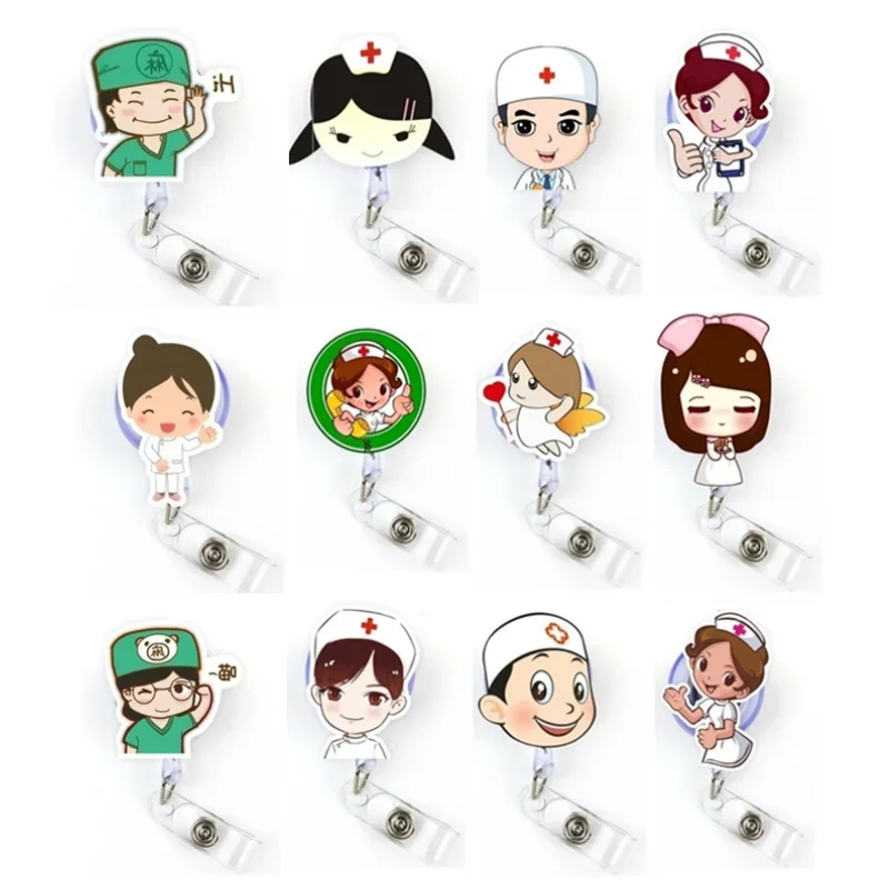 1pc Retractable Badge Reel for Doctors Nurses Work Card Hospital Employee's Staff Card Chest Pocket Clips Badge Lanyard Clip