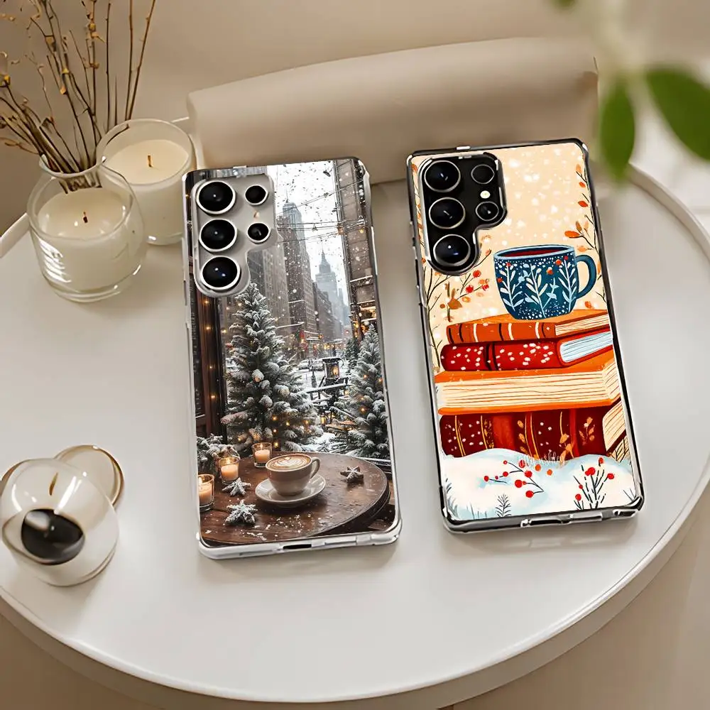 Winter Coffee Christmas Silicone Phone Case For Samsung Galaxy S21 S22 S23 S24ULTRA S25ULTRA FE Ultra Plus5G A52S S26 Soft Cover