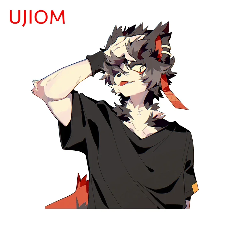 UJIOM 13cm X 11.6cm Anime Wolf Furry Cool Boy Wall Stickers Cartoon Kitchen Cupboard Decal Creativite Decor Home Wallpapers