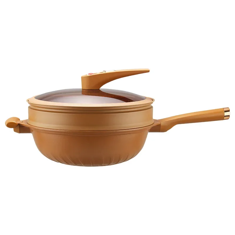 

New-style Micro-pressure Non-stick Clay Pot Home Without Coating Transparent Glass Cover Multi-functional One-piece Frying Pan