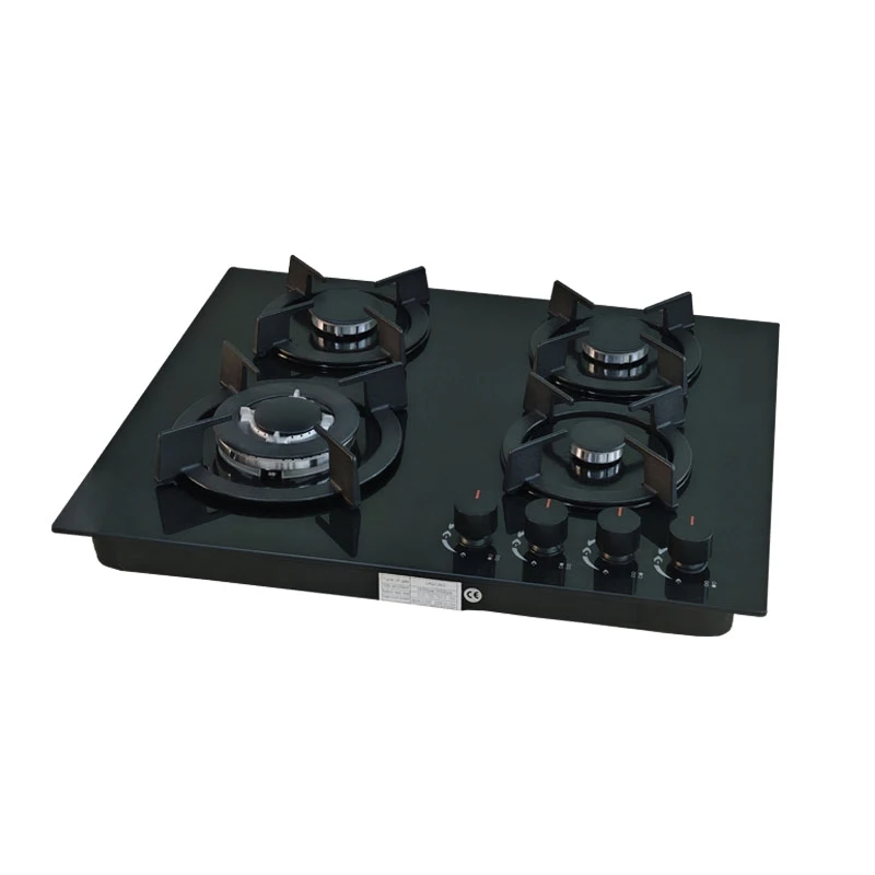 4 Burner Gas Stove Reinforced Glass Built-in Gas Hob Electric Power for Household Hotels Outdoor Activities LPG Compatible