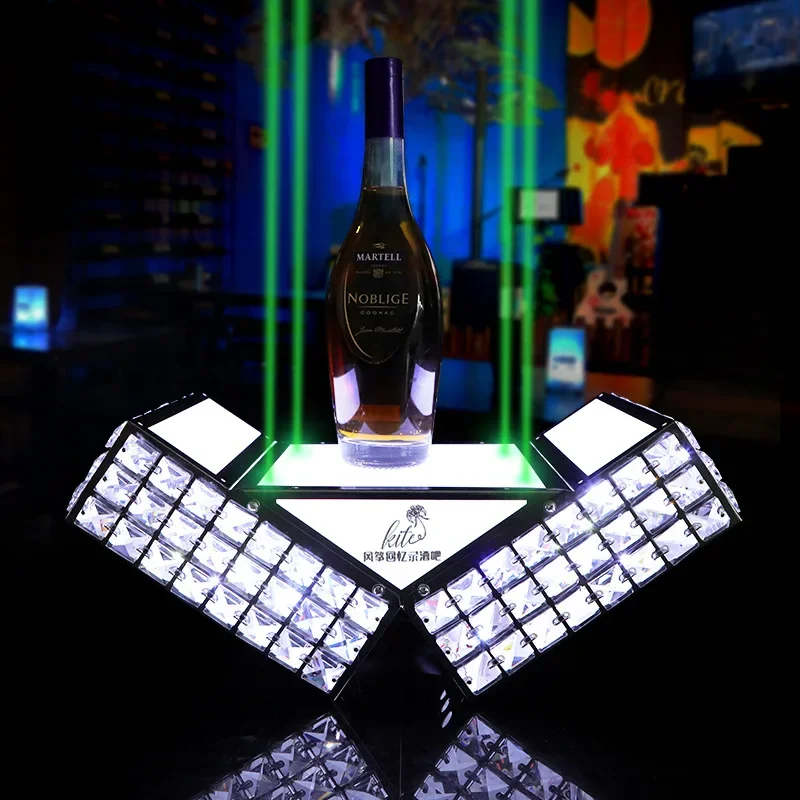 Présentoir de bouteille en métal avec laser, château de boîte de nuit, base lumineuse LED, whisky, vin, champagne, support Electrolux, présentateur de glorificateurs, bar