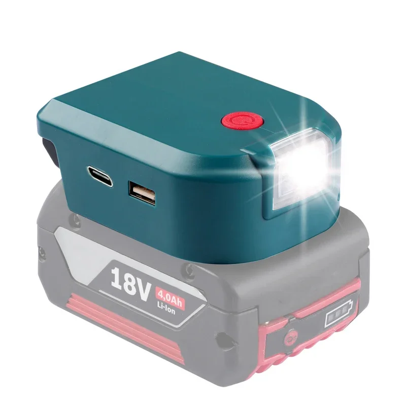 For Bosch 14.4-18V Lithium-Ion Battery USB Charger LED Work Light Cordless Power Source For BOSCH BAT618 BAT614 Battery Adapter