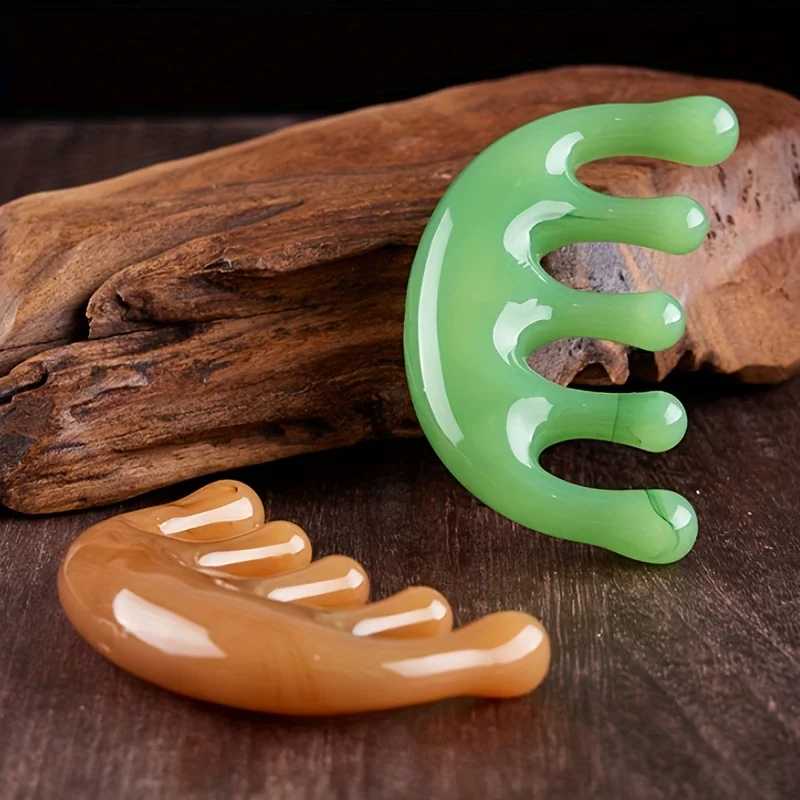 

Массажная расческа Meridian из смолы с пятью зубьями для кожи головы и меридиана, акупунктурная точка, большие зубы, инструмент для мышц всего тела, портативный маленький расческа