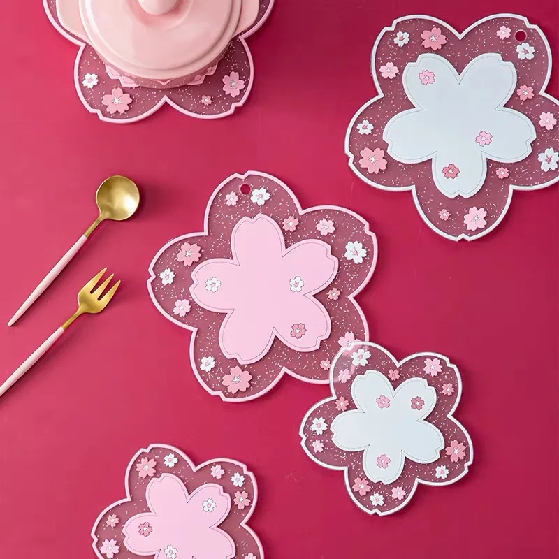 

1 шт. Kawaii японская сакура подставка-изолированный настольный коврик для чашек кофе/чая/молока, украшение для дома