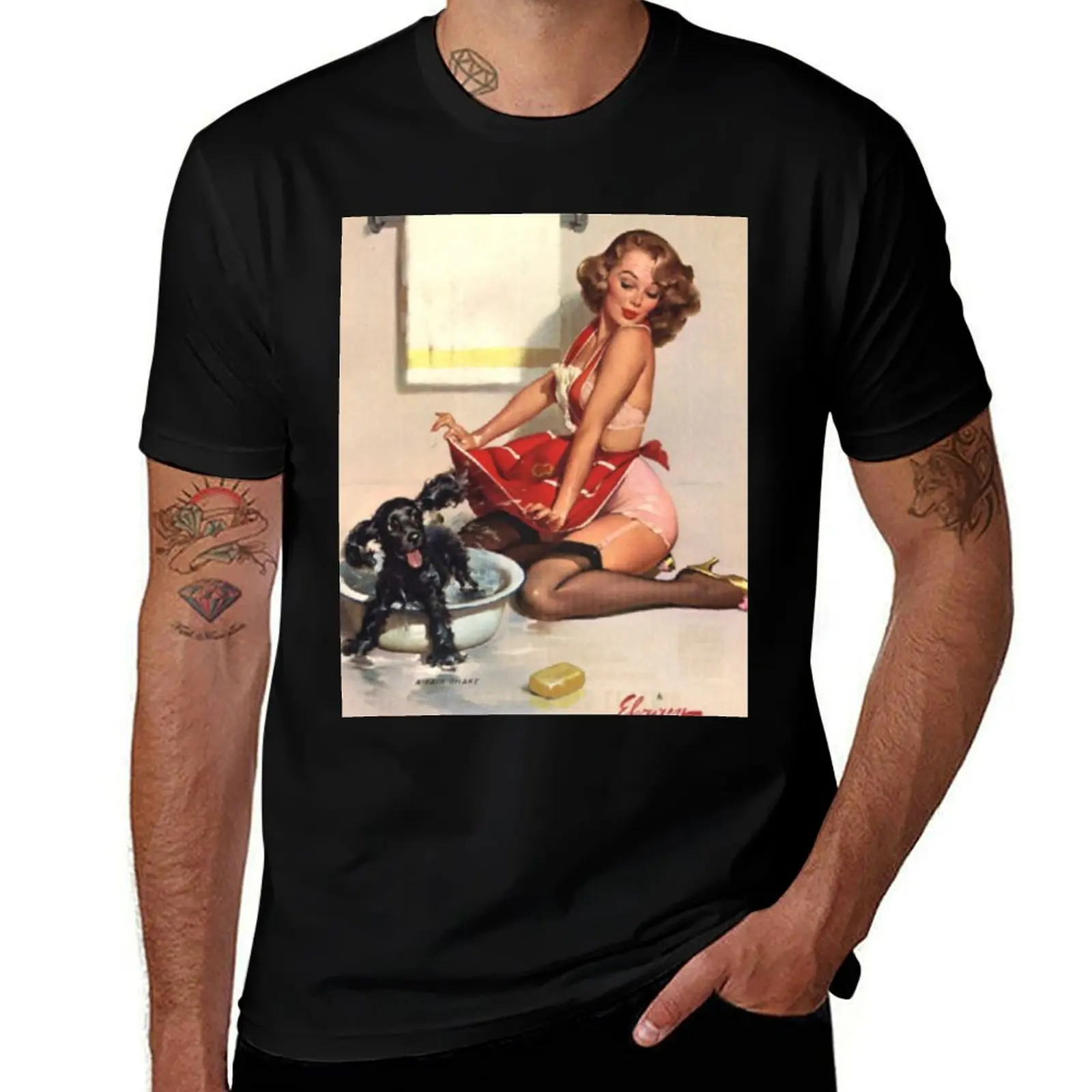 

Pin-Up Girl - Elvgren - Vintage T-Shirt All Match Print Short Sleeve Top