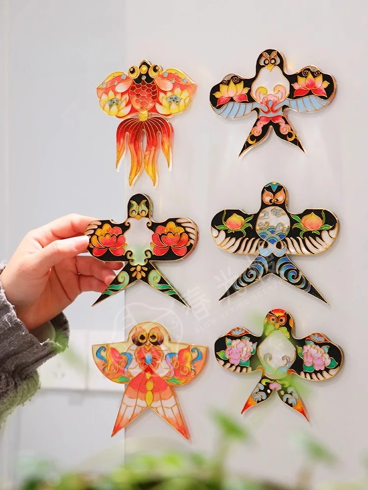 

Cloisonné enamel paper kite refrigerator sticker DIY material package gourd pendant intangible cultural heritage kite cloisonne