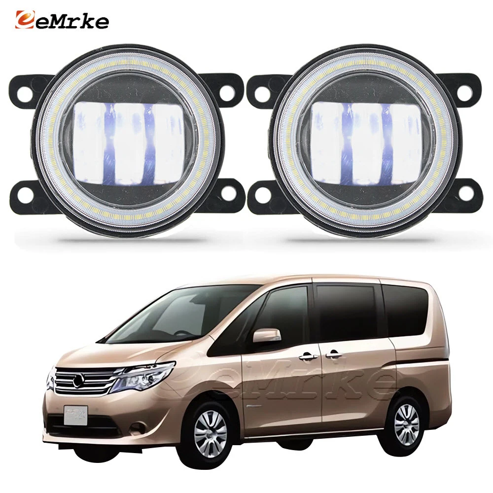 Led Angel Eye DRL Aperture Daylight PTF for Nissan Serena C26 2014 2015 2016 Fog Lamp Assembly with Lens Car Styling Foglight