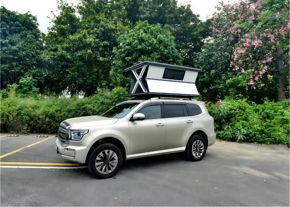 Electric Automatic Hard Shell Roof Top Tent Aluminum Alloy Waterproof SUV Car Camping Tent for 2-3 Persons