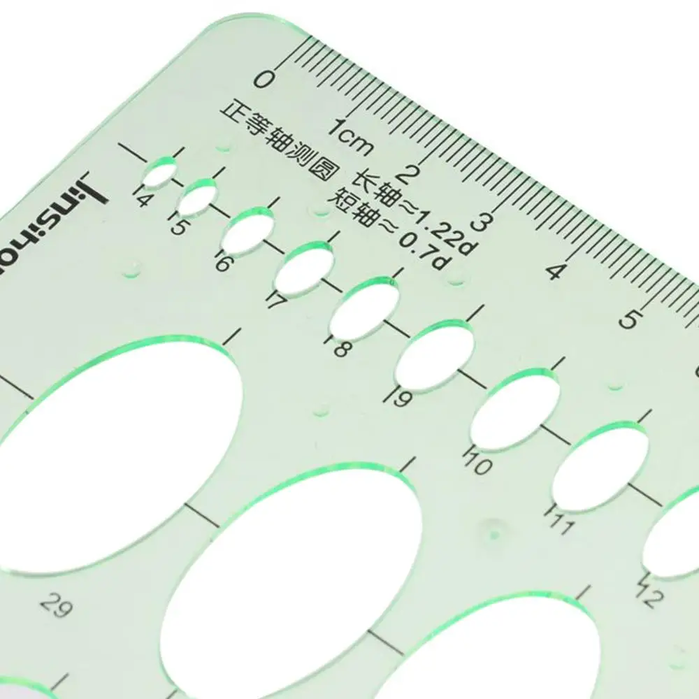 Digital Drawing Green Geometry Ruler Oval Style 20cm Geometric Drawings Templates Rulers Multi-Function Measuring Ruler