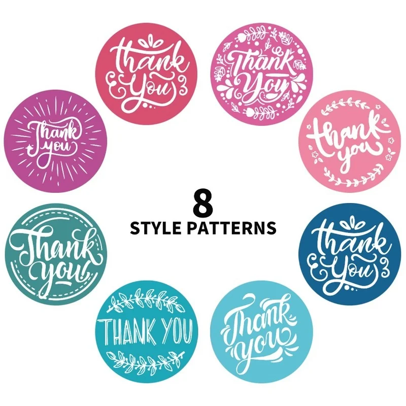 8 Styles olive thank you stickers seal labels 500pcs blue and red label sticker scrapbooking for thank gift stationery sticker