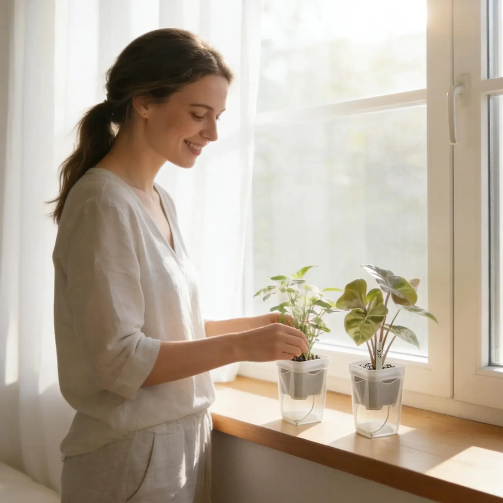 Self Watering Pots For Indoor Plants 12-Piece Clear Irrigation System Vase Flower Pots With Drainage Holes For Garden Flower