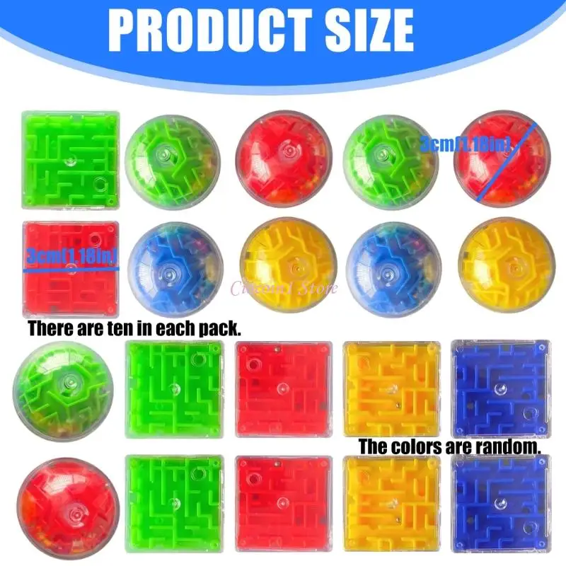 Y1ub 10pack Bead Maze Puzzle Cubes صعوبة متعددة المستويات في الفضاء لعبة لغز اللغز للبالغين تعزيز تركيز الأطفال