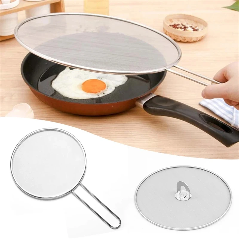 Stainless Steel Oil Proof Mesh Cooking Anti Splatter Split Guard Splatter Proof Oil Cover Mesh Pot Lid Cooking Kitchen Gadget