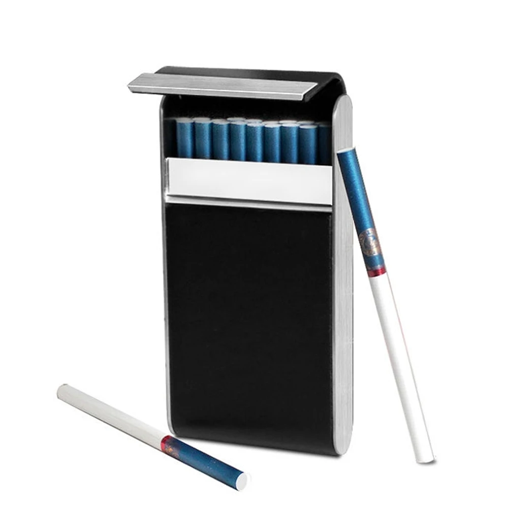 Schlankes Zigarettenetui aus Leder für 20 Stück, feuchtigkeitsbeständig, mit magnetischem Klappdeckel, Edelstahl-PU-Aufbewahrungsbox, Raucherzubehör