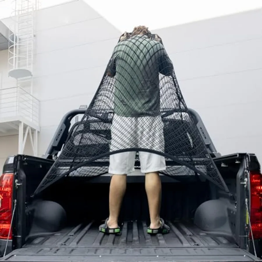 

Сетка-органайзер для грузового отсека пикапа, сетчатая, 4x4 фута, раскладывается до 7x7 футов, высокоэластичная, для кемпинга