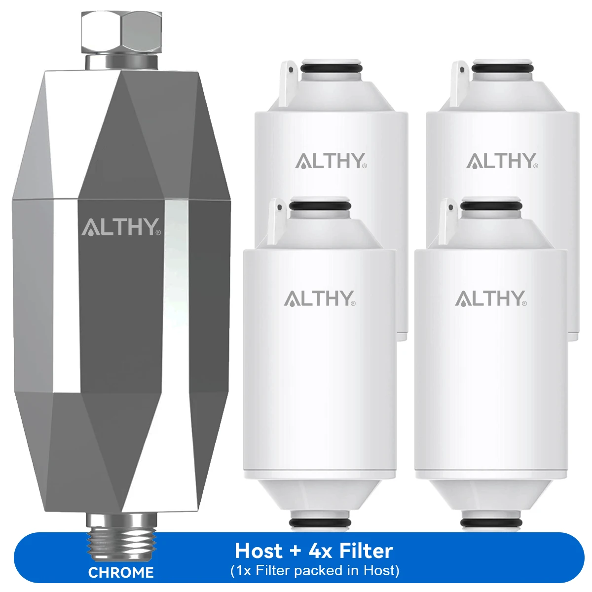 ALTHY Vitamine C Revitaliserend Douchewaterfilter - Vermindert Chloor Heavy Metal - Verbetert de droge, jeukende huid, haarsroos, eczeem