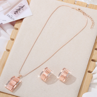 3PCS Women's rectangular necklaces and earrings jewelry set, Gift for friend