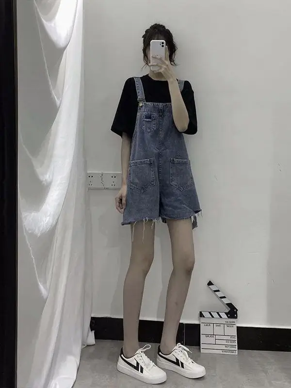 

High Waist Summer Sle Denim orts for Fem Students Cleanfit PU Material mid Stretch No Brand Ladies Jeans