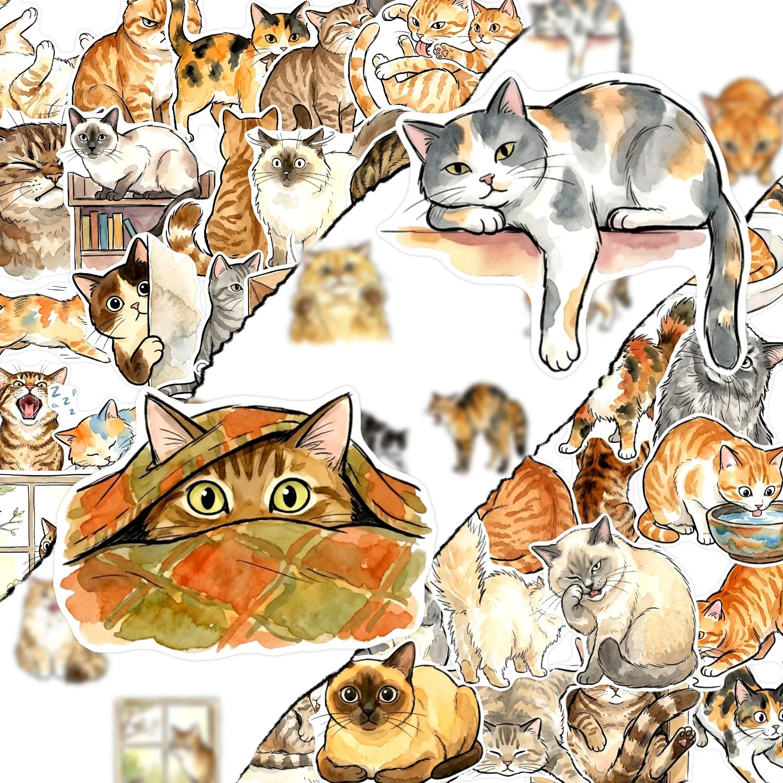 10/30/50pcs Cat stickers Cute cartoon Orange Cat Decoration Luggage Phone Case Laptop Skateboard Guitar DIY Waterproof stickers
