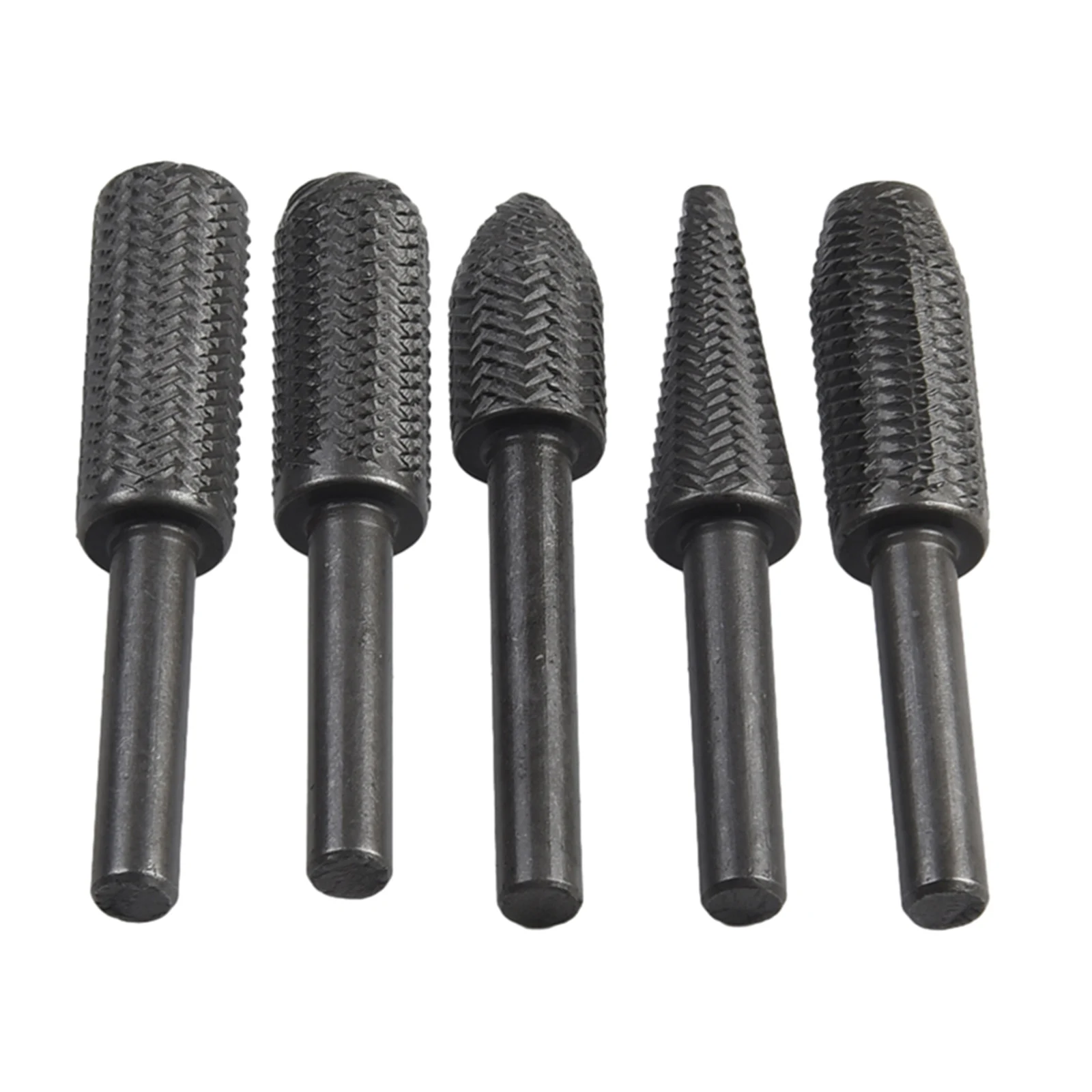 5PCS 45# Steel Rotary Rasp File Set 1/8 Inch Shank Die Grinder Rotary Tool Rasp Bits Wood Metal Carving Electric Grinding Tool