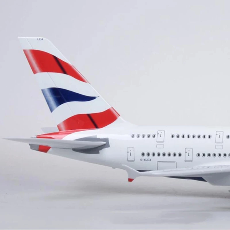 1:160 Scale Large 380 British Airways Model Airplane Britain 380 Plane Models Diecast Airplanes with LED Light for Collection or