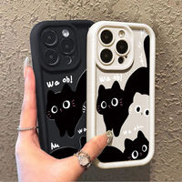 New Little Black Cat Cute Couple Phone Case For iPhone 16 15 14 13 PRO MAX 11 12 13 PRO X XS XR 7 8 Plus Mini Y2k Cartoon Cover