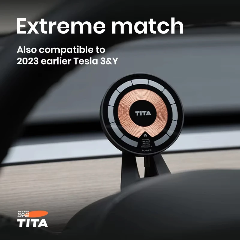 Car Wireless Charger For Tesla Model Y Magnetic Mount Adsorbable PhoneJuniper For iPhone 16 For xiaomi Car Phone Holder