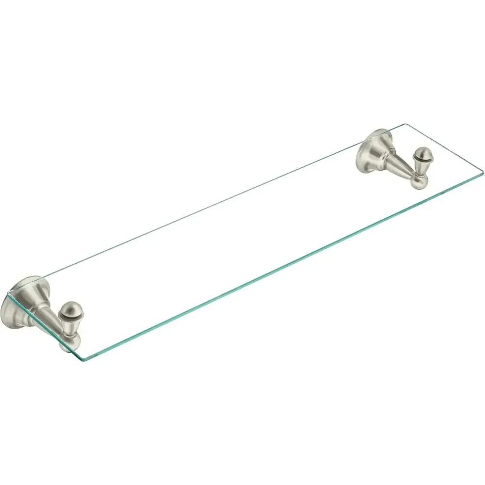 

22.75-Inch Wide Glass Bathroom Vanity Shelf, Brushed Nickel Finish for Towel Storage and Decor