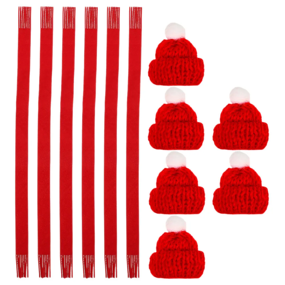 

Mini Knitting Hat and Scarf Set Christmas Miniatures for Crafts DIY Party Decoration Wine Bottle Cover Small Knitted Hats