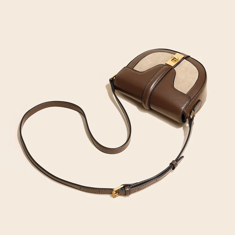 Vintage Saddle High Quality Leather Shoulder Bag For Women Multifunction Serpentine Design Female Hasp Crossbody Purse Bag