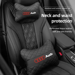 Car Leather Headrest Seat Lumbar Pillow Accessories For Audi A1 A2 A3 A4 A5 A6 A7 A8 Q1 Q2 Q3 Q4 Q5 Q6 Q7 Q8 TT RS3 S5 B8 Quattr