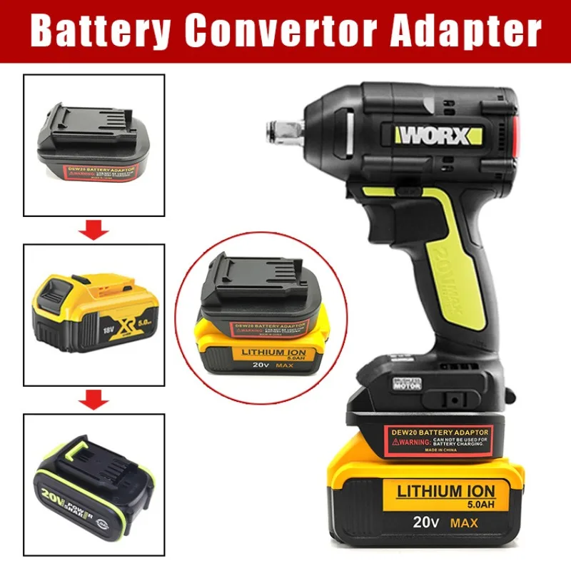 

Battery Adapter Converter for Dewalt 18V 20V Lithium-ion Batteries for Worx 20V Green Electric Drill Power Tools 5pin Batteries