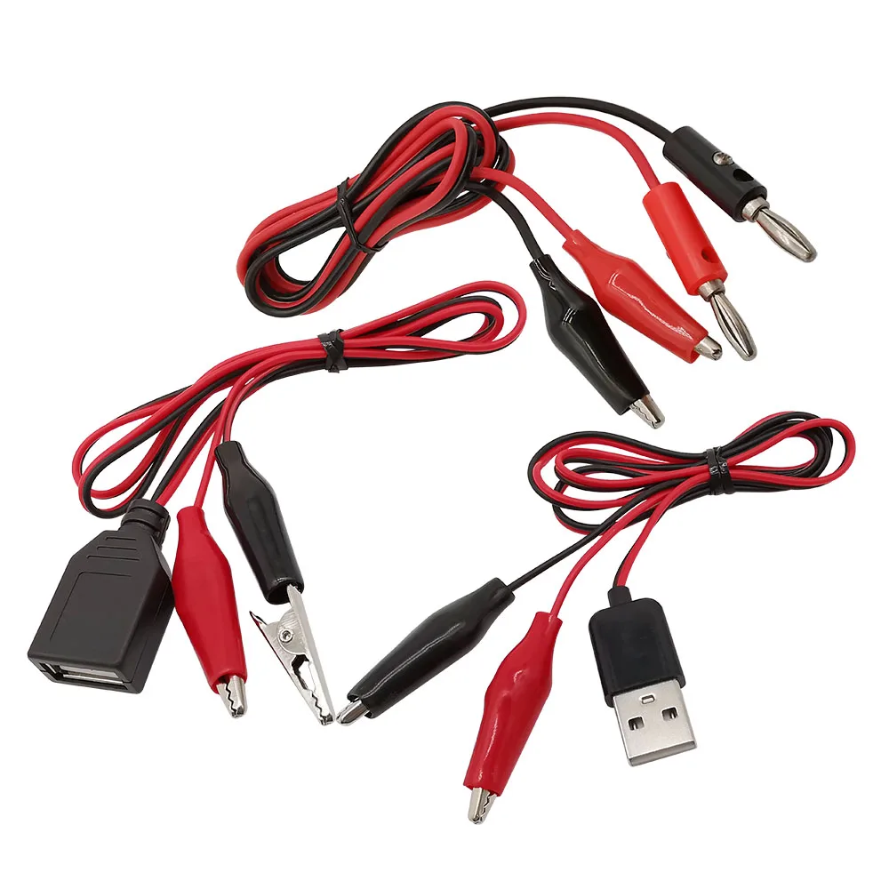 Alligator Clips Clamp 4mm Banana Plug USB DC Male Female Wire Leads Cable Conenctor For Testing Probe Multimeter Test Experiment