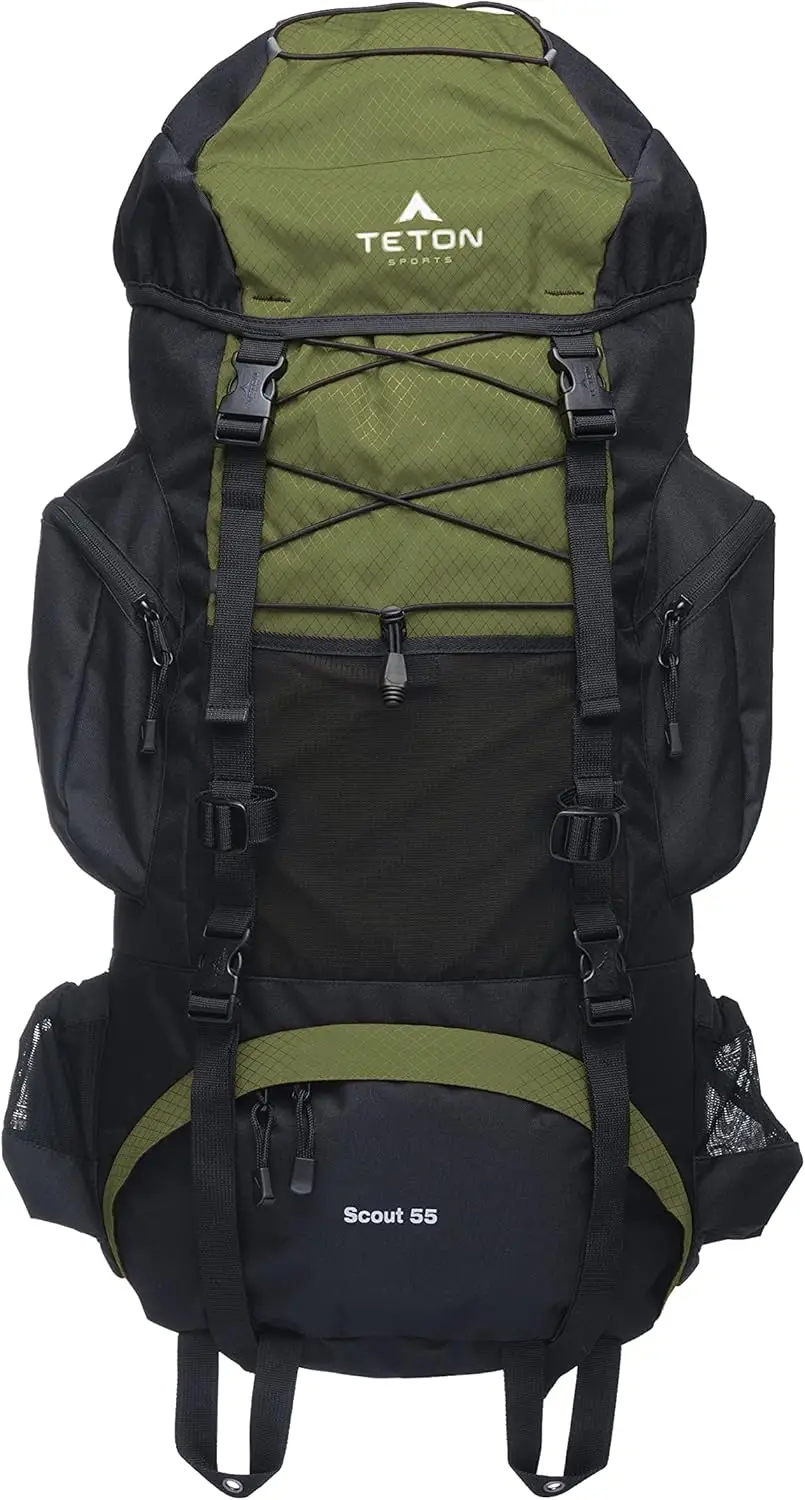 55L Scout Internal Frame Backpack for Hiking, Camping, Backpacking, Rain Cover Included