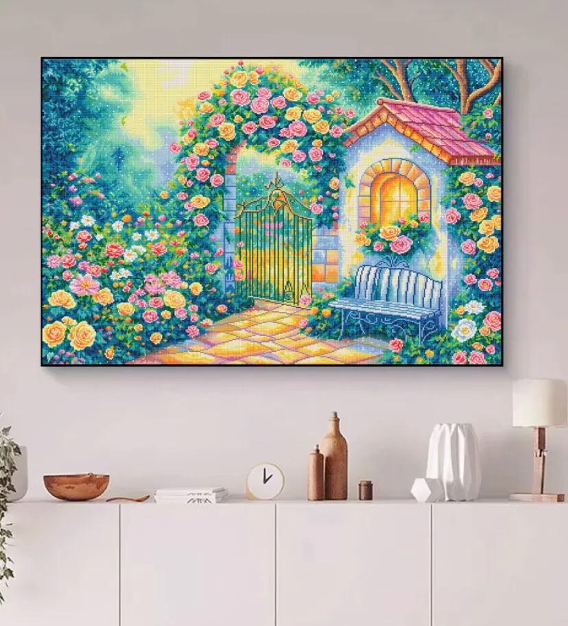 

9ct 115x90 см садовые цветы вышивка DIY наборы с принтом в китайском стиле вышивка крестиком набор для рукоделия домашний декор ремесла