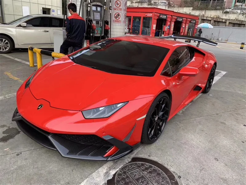 رجل سوري نمط ألياف الكربون طقم الجسم الجبهة الشفاه الجانب تنورة الناشر سبويلر لامبورغيني HURACAN LP580 LP610 #4