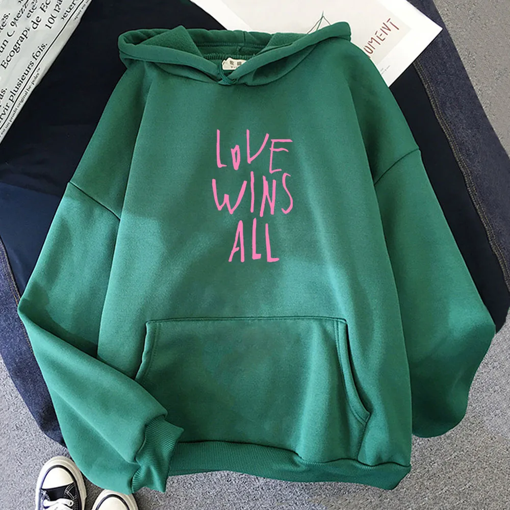 I&U Love Wins All Hoodies Korean Singer New Song Sweatshirts for Fans Casual Long Sleeve Letter Print Streetwear Hip Hop